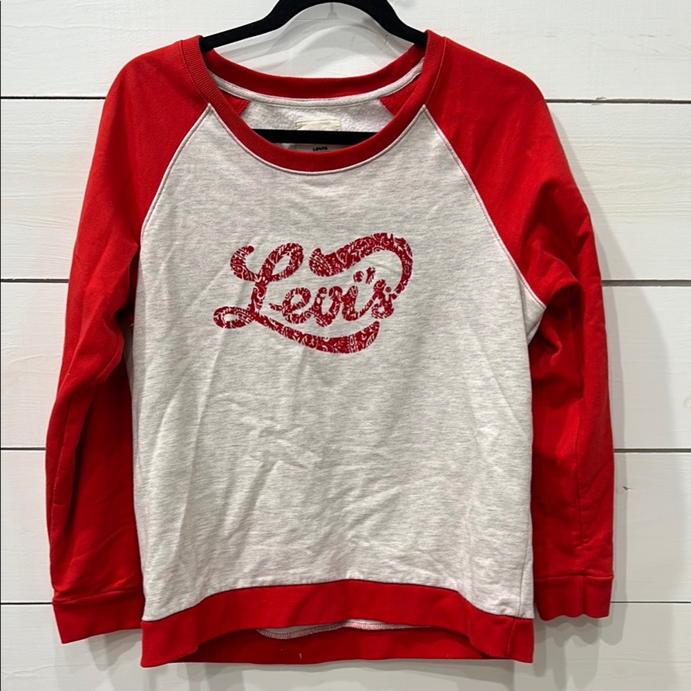 Levi's Red and White Crew Neck Sweater